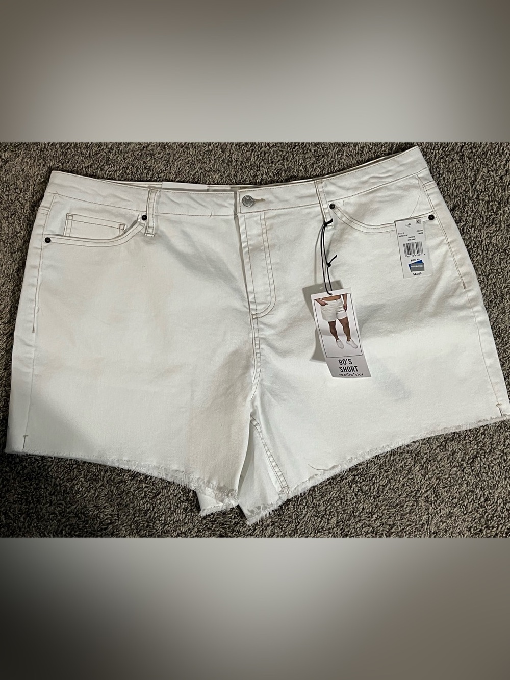 Vanilla Star White Raw-Hem Denim Shorts